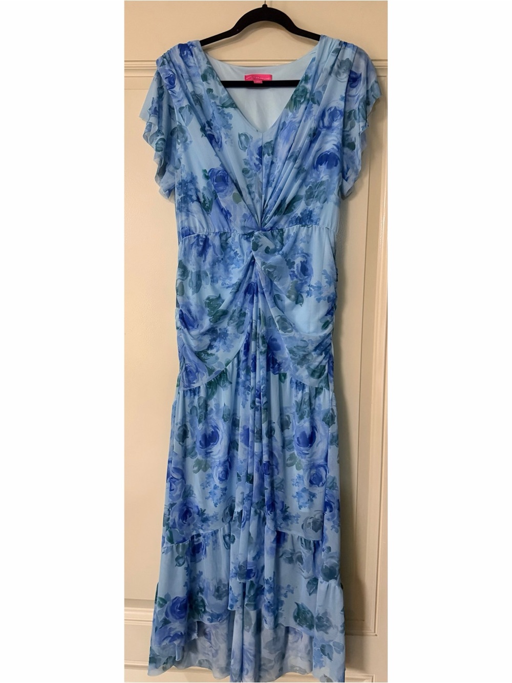 Isaac Mizrahi Light Blue and Blue Floral Maxi Dress